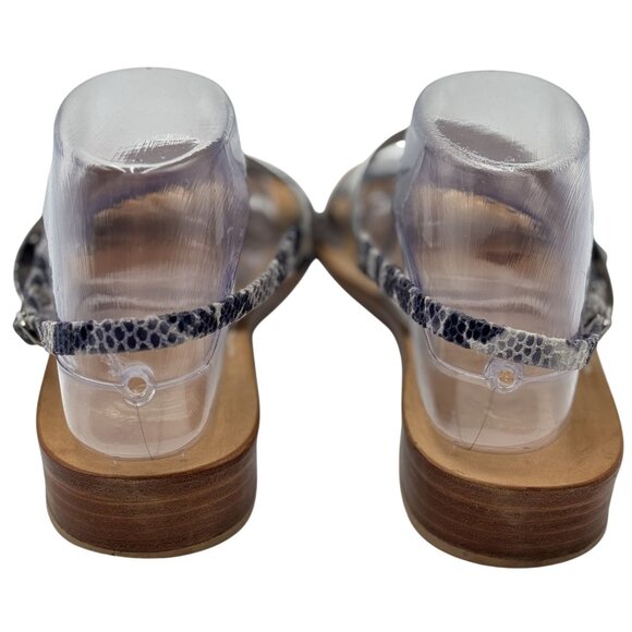 Made in Italy Il Sandalo Caprese 39 ,8 Snakeskin Silver Leather Handmade Sandals - Picture 8 of 13